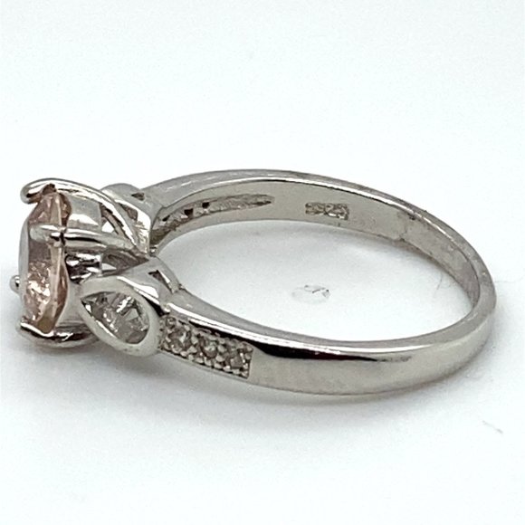 Morganite 1.02ct Platinum Finish Solid 925 Sterling Silver Infinity Ring - Picture 7 of 7